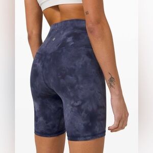 Lululemon Align Biker Short 8” Diamond Dye Asphalt Grey True Navy Blue Size 4